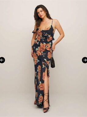 Reformation Floral Ruffle Maxi Dress